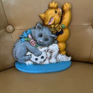 Vintage 80's cast iron cat door stop